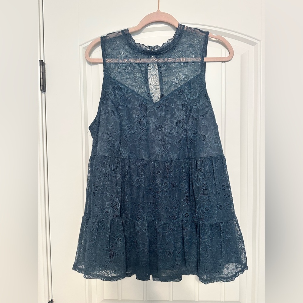Torrid Blue Lace Sleeveless Top